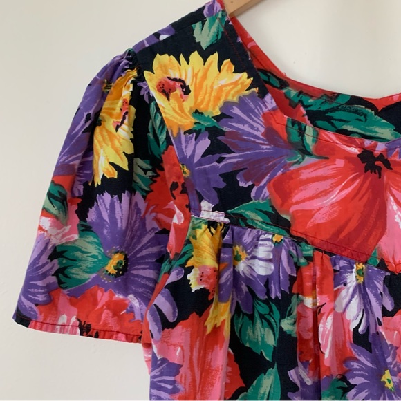 Vintage Sita Tropical Floral Muumuu Pullover House Dress | Size M - Picture 6 of 8